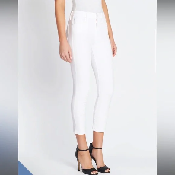 MOTHER The Looker Crop White Straight Leg Ankle Crop Jeans Glass Slipper White - Picture 4 of 15